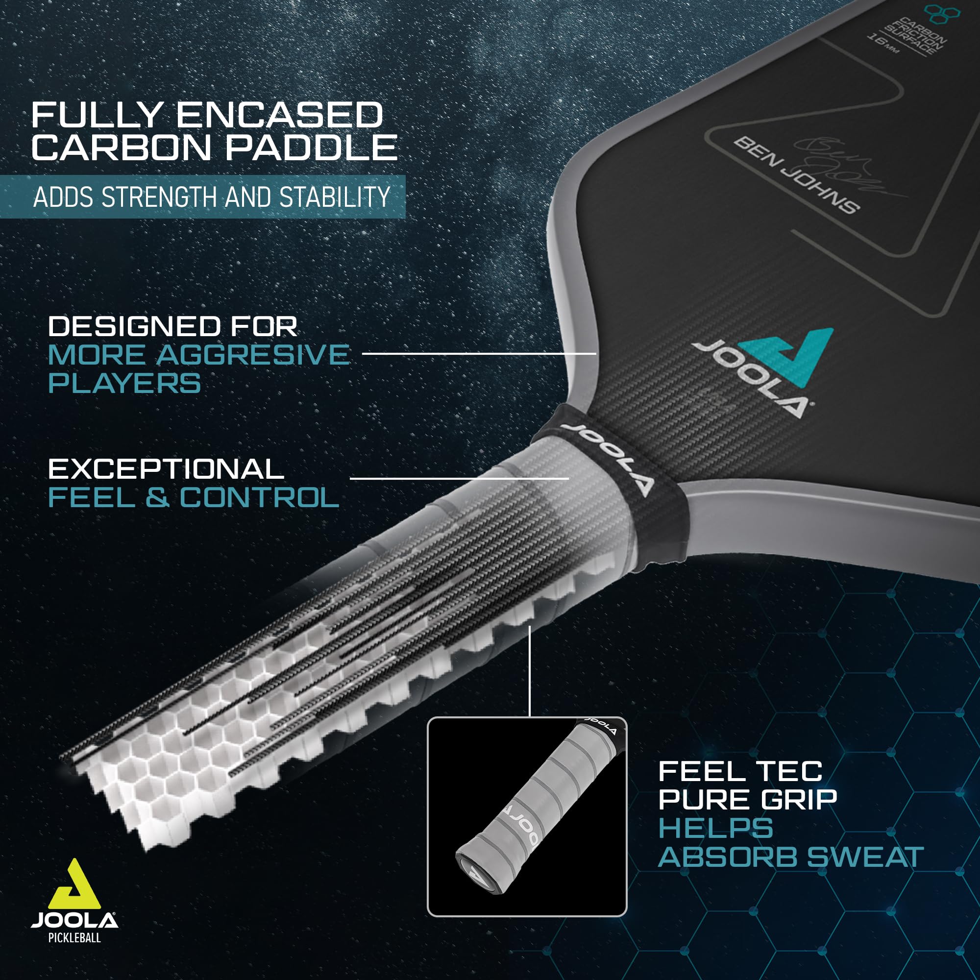 JOOLA Professional Pickleball Paddles – Charged Surface Technology for Power & Feel – Select Perseus or Hyperion Shape – Fully Encased Carbon Fiber – USAP Approved – Well Balanced w/Pop & Control