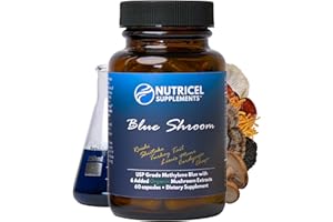 NUTRICEL SUPPLEMENTS Nutricel Methylene Blue Capsules with Mushroom Extracts: Lion's Mane, Reishi, Cordyceps, Chaga, Shiitake, Turkey Tail - Trusted Made in America Brand - 7mg (USP Reference Compliant) (60ct)