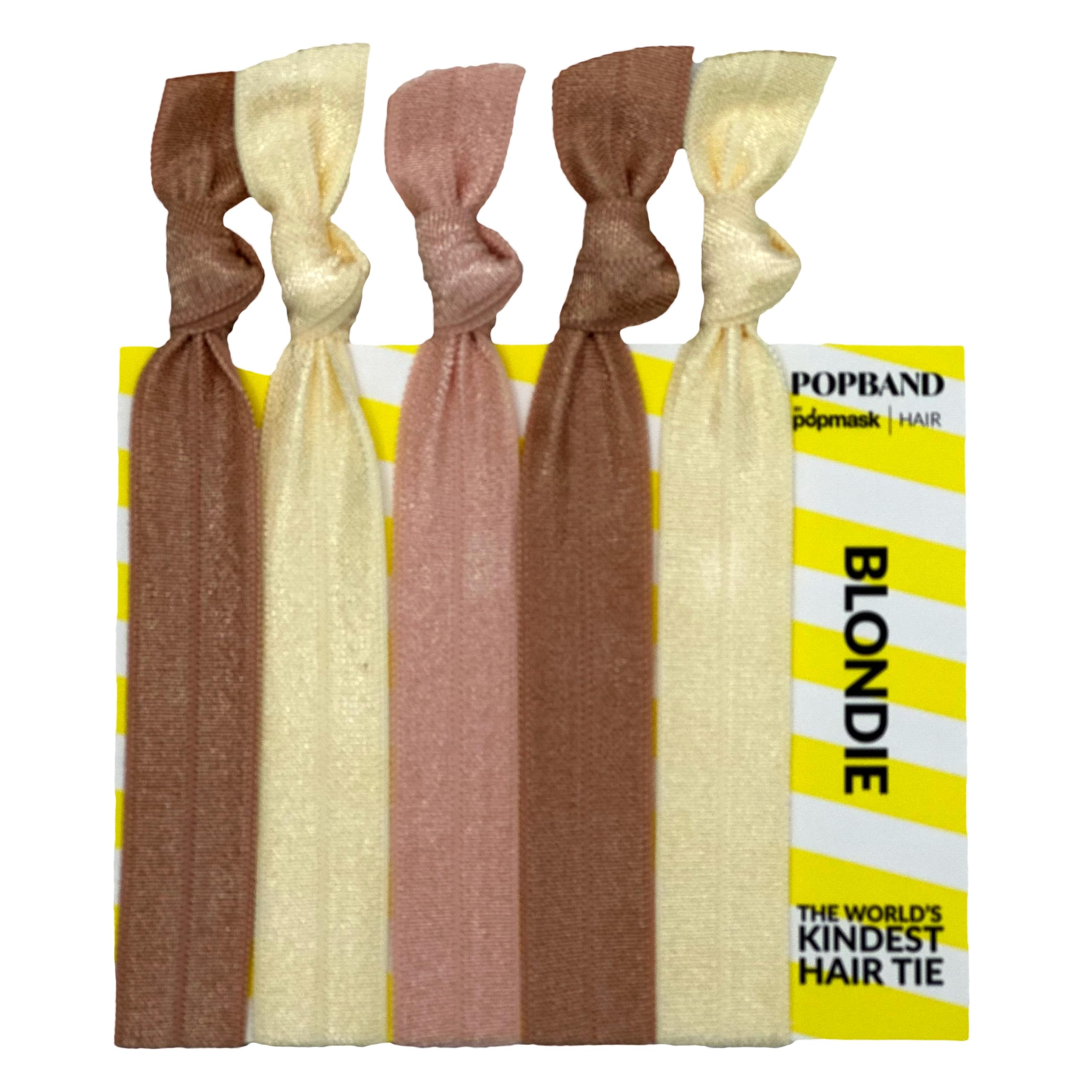 Popmask Blondie Knot Hair Bands, Stretchy Hair Bobbles in Light Neutral Colours for Blonde Hair, Versatile Hair Accesories for Women, 5 Hair Ties