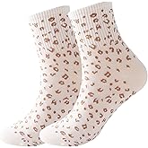 Arukora Leopard Animal Women Socks Size 5-9 Crew Soft Polka Dot Pattern Cotton Ankle Sock