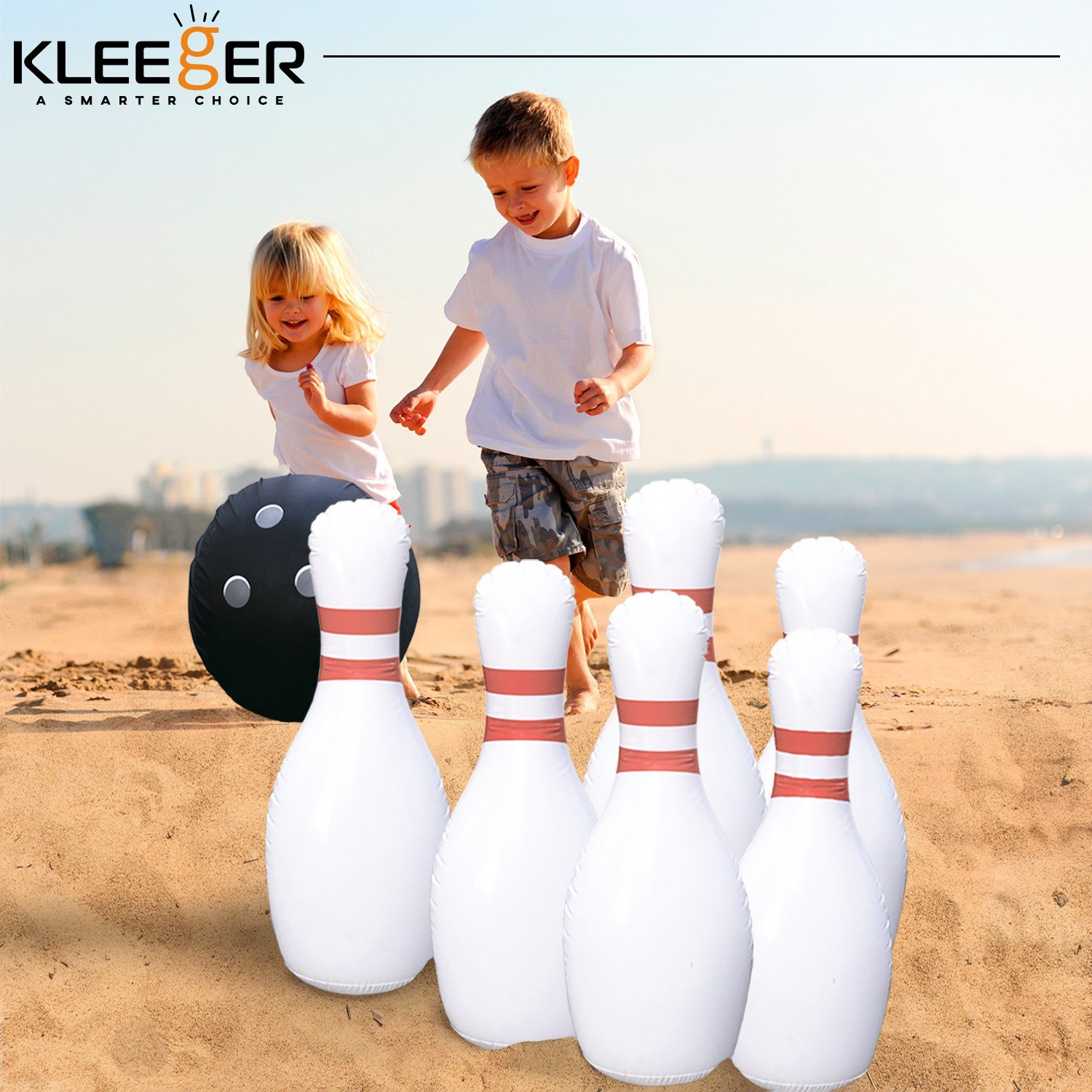 Kleeger Giant Bowling Game Set Inflatable Bowling Ball and Pins
