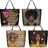 Silkfly 4 Pack African American Tote Bags for Women Large Shoulder Bag Black Girl Satchel Handbags Work Travel Beach