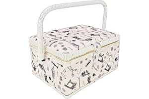 Large Sewing Box for Sewing Supplies, Sewing Basket with Complete Hand Sewing Kit Tools, Wooden Sewing Storage Organizer with