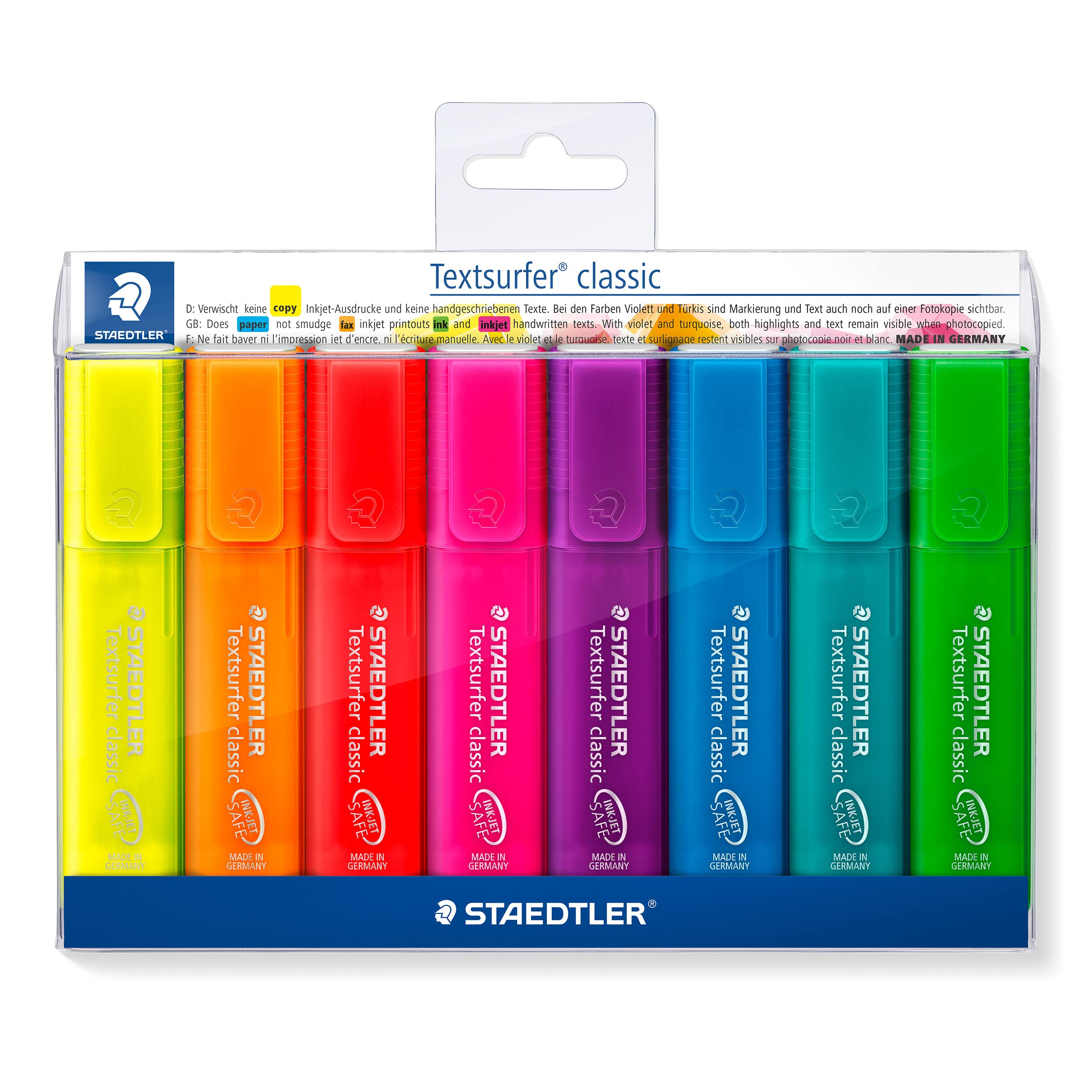 STAEDTLER Textsurfer 364 P WP8 Pack of 8 Highlighters in Classic Rainbow Colours — image 1