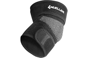 MUELLER Sports Medicine Adjustable Elbow Brace, Elbow Pain Relief Support Sleeve for Men and Women, For Tennis, Golf, Painting, Factory-Line Work, and More, Black, One Size