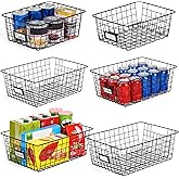 6 Pack Wire Baskets for Pantry Organization and Storage, Kitchen Organizer, 2 XXLarge & 2 XLarge & 2 Large