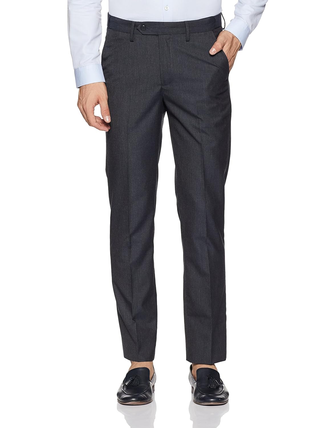 peter england men's slim fit synthetic formal trousers