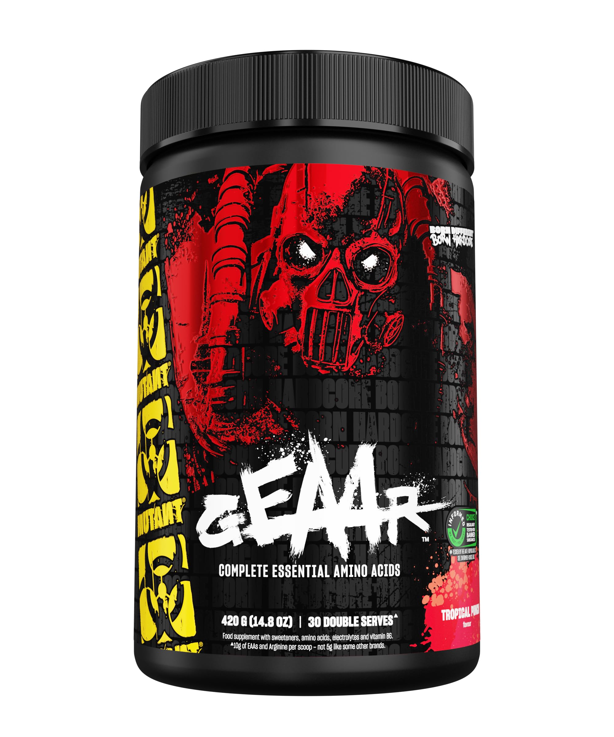 MUTANT GEAAR | 9.4g of EAA Powder + Arginine, 7g of BCAAs, 4g Leucine, Electrolytes, No Artificial Colours or Flavours | 30 Servings | Tropical Fruit Punch | 378g