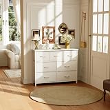 CAIYUN 7-Drawer Chest of Drawers Tall White Fabric Storage Dresser view 4
