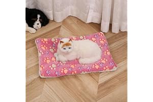 KRAOIKK Cozy Calming Cat Blanket, Flannel Cushion for Pet Cozy Calming Blanket for Anxiety and Stress, Cozy Kitty Bed for Indoor Cats Calming Thick Ultra Soft Pet Bed Mat (Pink Claws, L (15.7" x 19.7"))