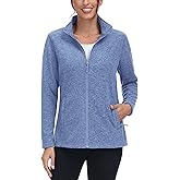 TACVASEN Women's Full Zip Fleece Jacket Lightweight Jacket Womens Winter Warm Coats with 2 Zipper Pockets
