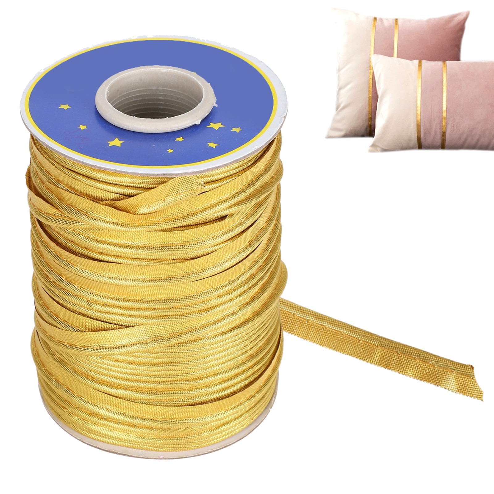 Gold Piping Trim for Sewing, Satin Piping Trim Sewing Piping Fabric Piping Trim for Table Cloth Or Garment Refined Finishes 70 Meters(Gold)