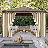 Waterproof Outdoor Curtain W84 x L120 - Grommet Top Sunlight Blocking Window Treatment Drapes Blackout Curtains for Home Bedroom Living Room Patio Porch Pergola Cabana (Beige, 2 Panels)