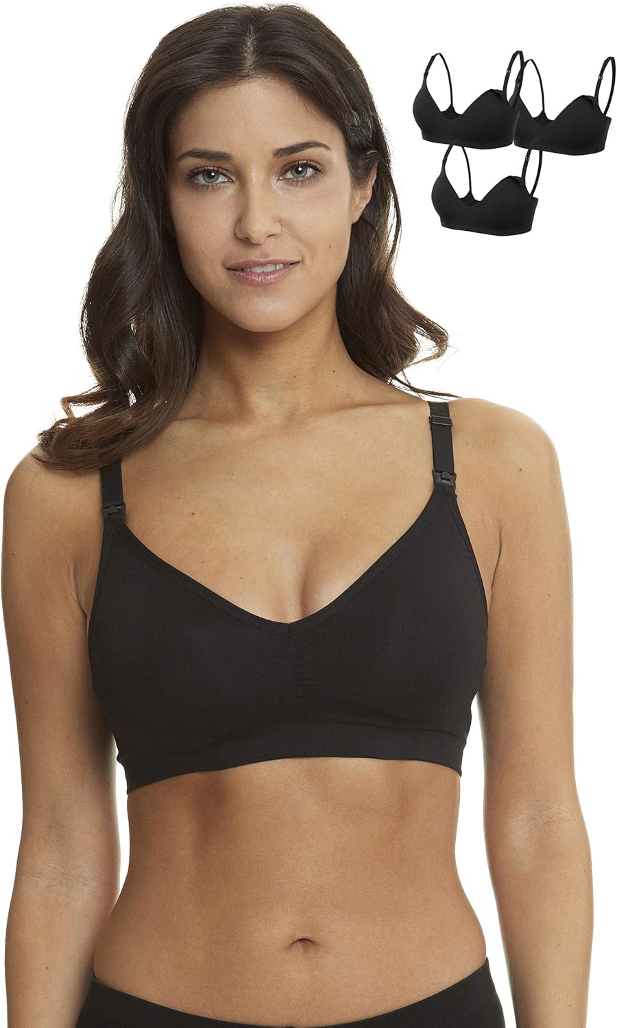 HOFISH 3 Pack Seamless Clip Down Deep V Neck Push Up Nursing Bra Maternity Bras 3PACK Inlcuding Extenders & Clips at  Women’s Clothing store
