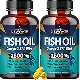 Omega 3 Fish Oil 2500mg Supplement by New Age - 2 Pack – Immune & Heart Support – Promotes Joint, Eye, Brain & Skin…