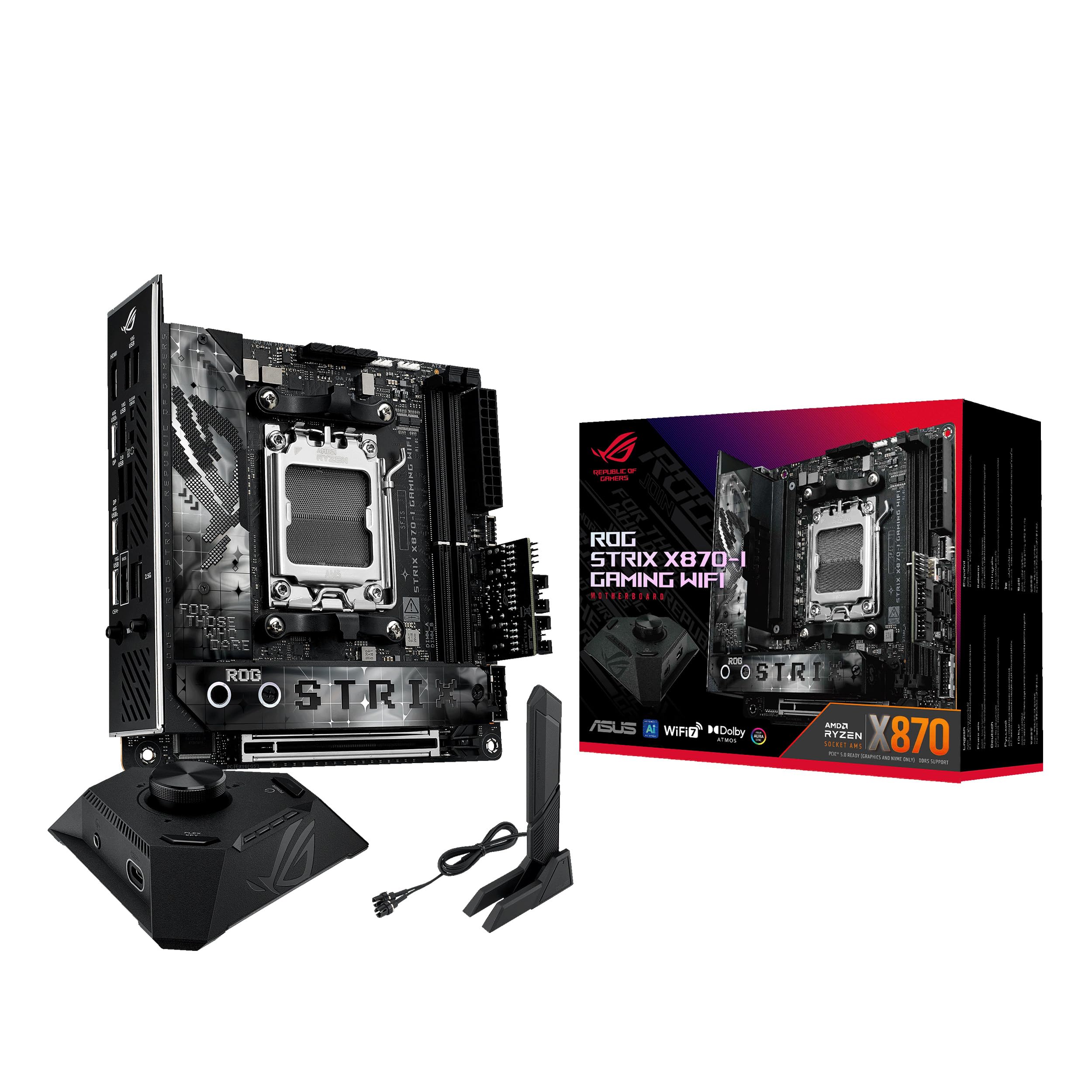 Photo 1 of ASUS ROG Strix X870-I Gaming WiFi AMD X870 AM5 DDR5 8400 HDMI 2xUSB4 2X M2 USB3.2 WiFi 7 + BT Aura RGB 2.5Gbit LAN Mini ITX 10+2+1 Power Stages, Dual USB4, ROG Strix HIVE II Motherboard