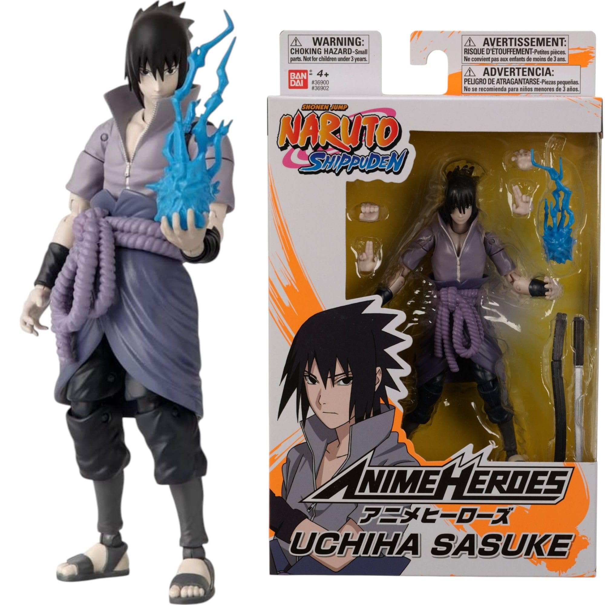 Bandai 36902 Anime Heroes-Naruto 15cm Uchiha Sasuke-Action Figures