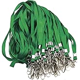 Beebel Lanyard Bulk Lanyards for Id Badges Flat Lanyard with Badge Clip Swivel Hook 50 Pack (Green)