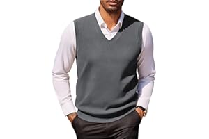 COOFANDY Men Casual V-Neck Knit Sweater Vest Slim Fit Sleeveless Sweater Vest
