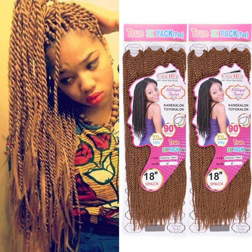 Julyqueen 2pack 27 2pack 18 Senegalese Twist Crochet Hair 3pcs
