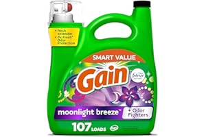 Gain Liquid Laundry Detergent, Moonlight Breeze Scent, Freshness + Odour Fighting, Laundry Detergent Liquid Soap, 107 loads, 