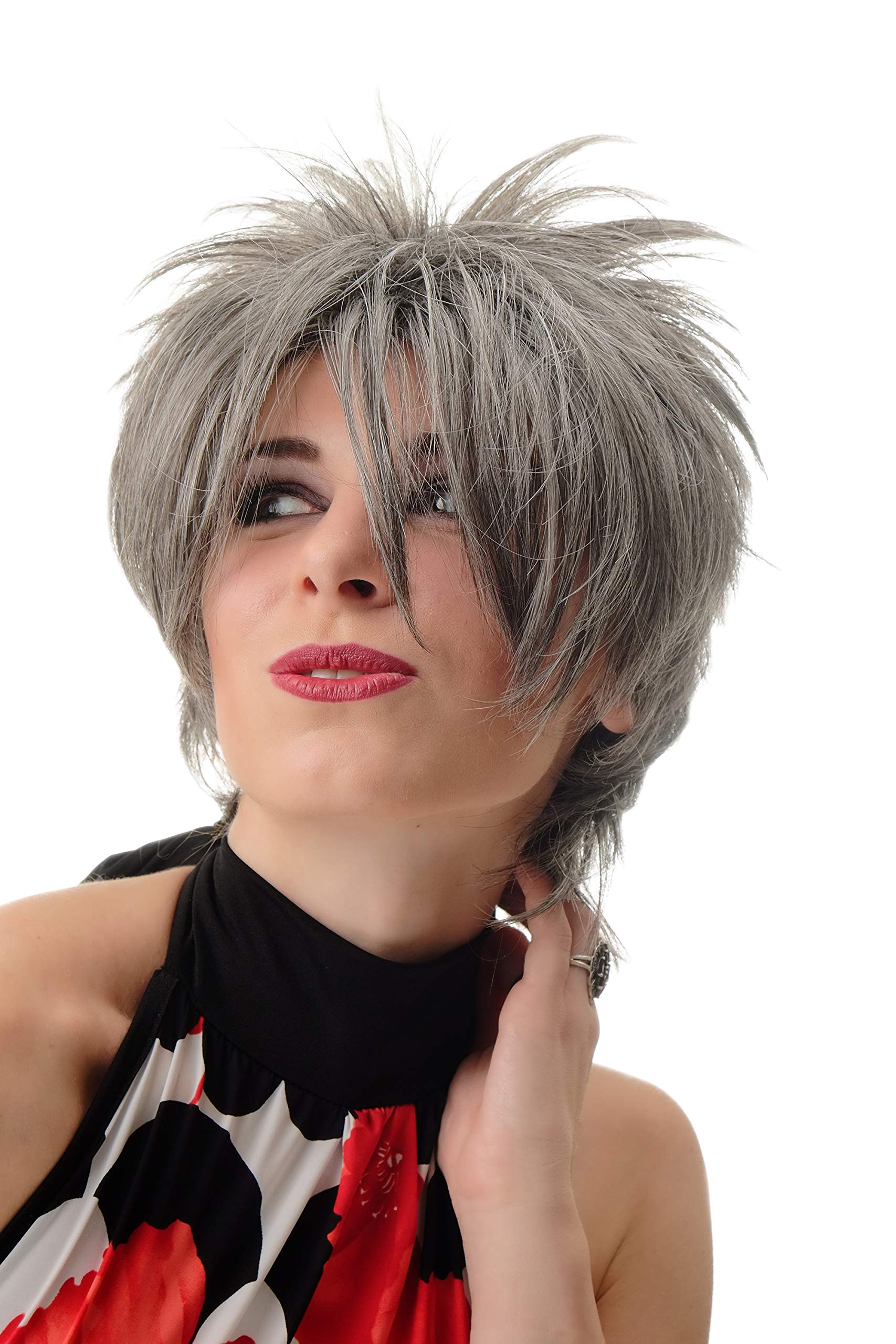 WIG ME UP - BLUE144-44 Lady Quality Wig short naughy spiky 80s style teased Wave Punk dark gray grey