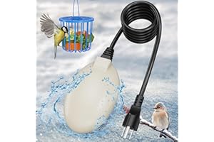 Glovv Heated Bird Bath Heater for Outdoor in Winter Submersible, 80” Thermostatically Controlled Animals Chicken Drinking with Auto Opened & Closed for Patio Yard and Farm