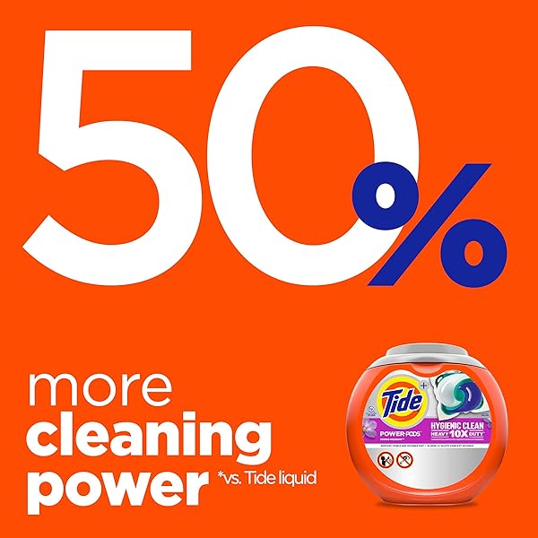 TIDE HYGIENIC CLEAN HEAVY 10X DUTY POWER PODS LAUNDRY DETERGENT PACS, SPRING MEADOW, 63 COUNT, FOR VISIBLE AND INVISIBLE DIRT