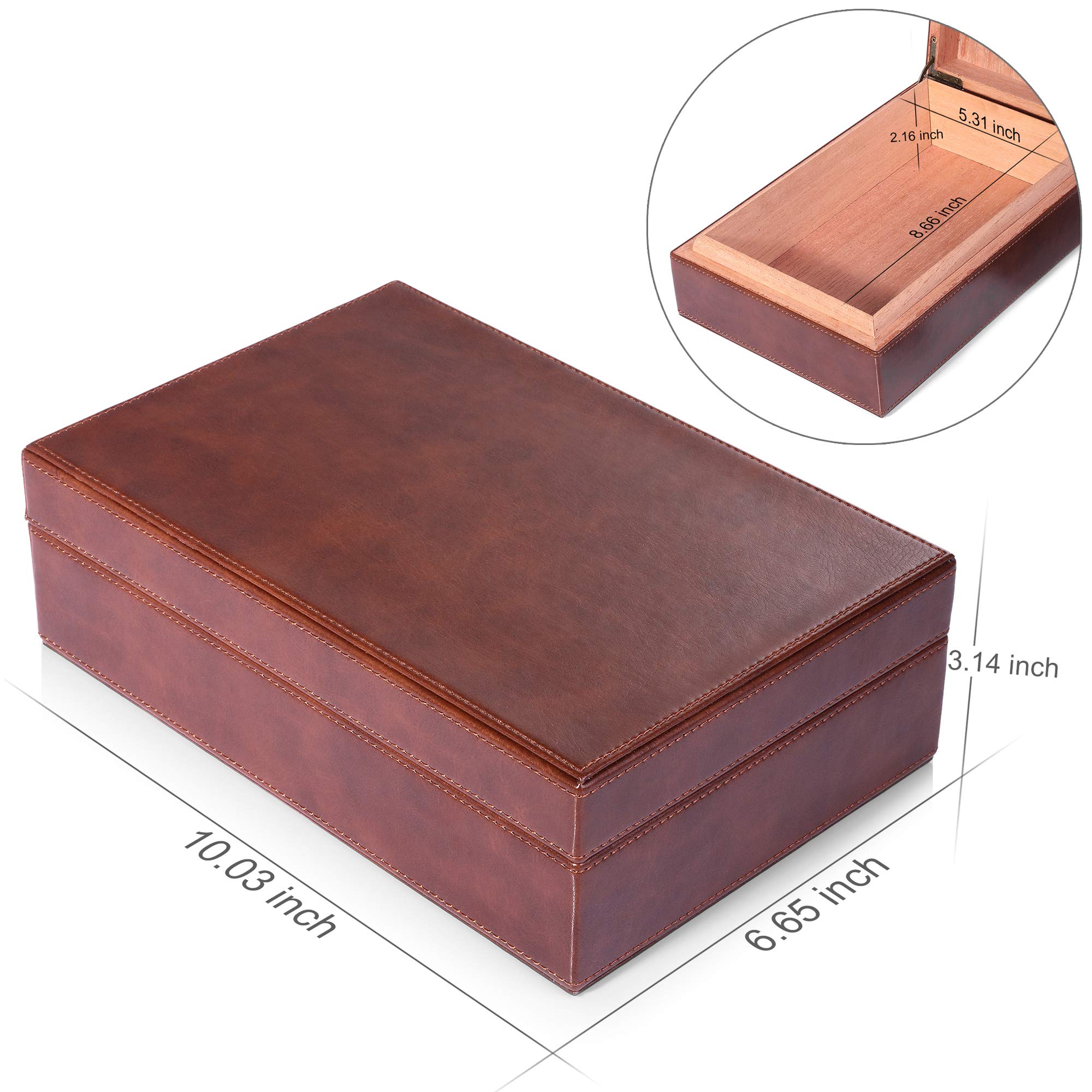 MEGACRA Cedar Cigar Humidor, Leather Cigar Box with Hygrometer and Humidifier Portable Travel Cigar Humidor Holds 10-20 Cigars