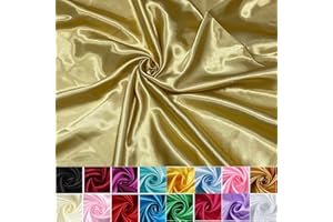 HOTGODEN Satin Fabric: 60" Wide 2 Yards,5 Yards Gold Solid Satin Fabric for Wedding, Bridal, Decoration, Fashion, Apparel Crafts