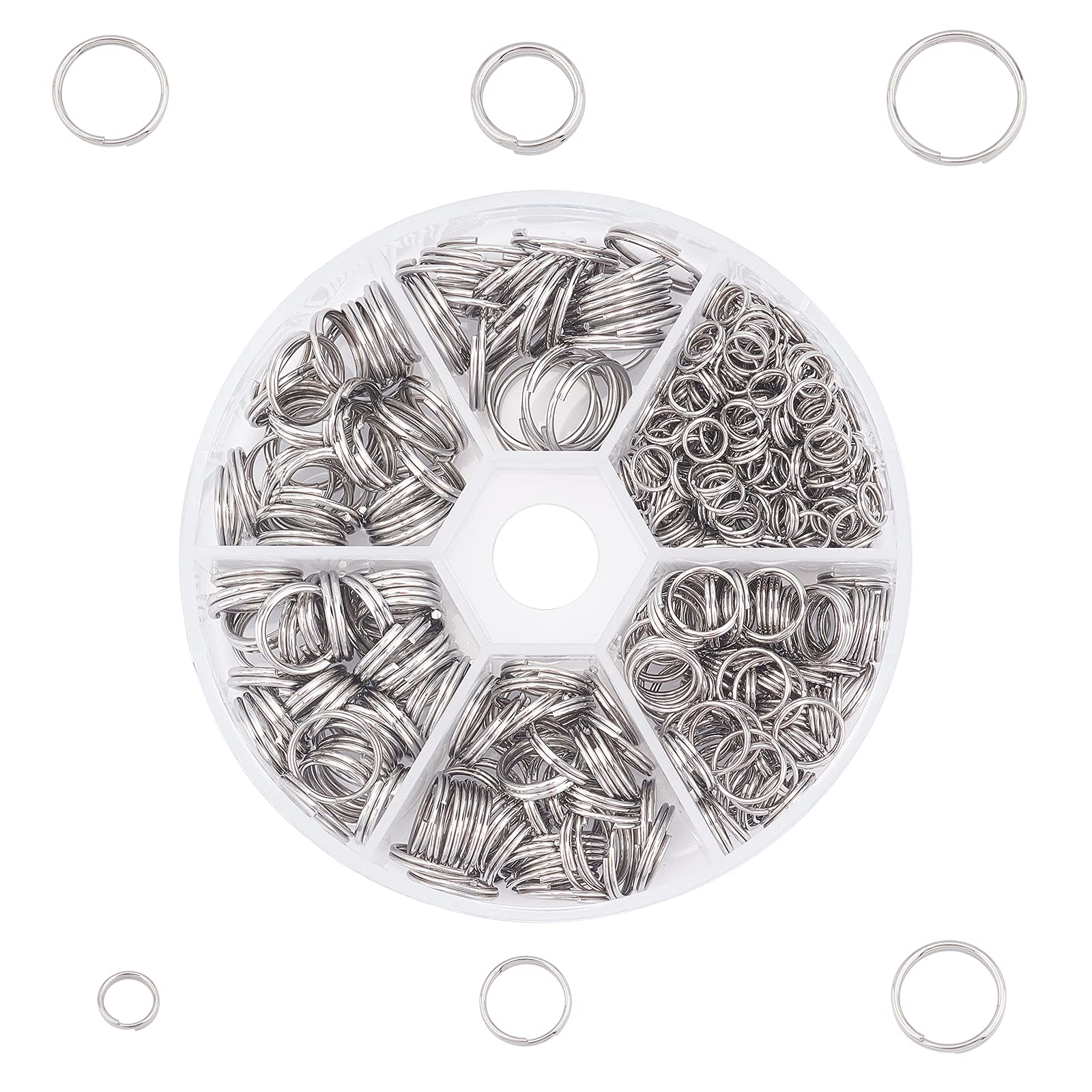 UNICRAFTALE about 500pcs 5/8/10/12mm Split Key Rings Stainless Steel Key Ring Metal Split Key Chain Keychain Rings for Crafts Home Car Keys Organization Stainless Steel Color