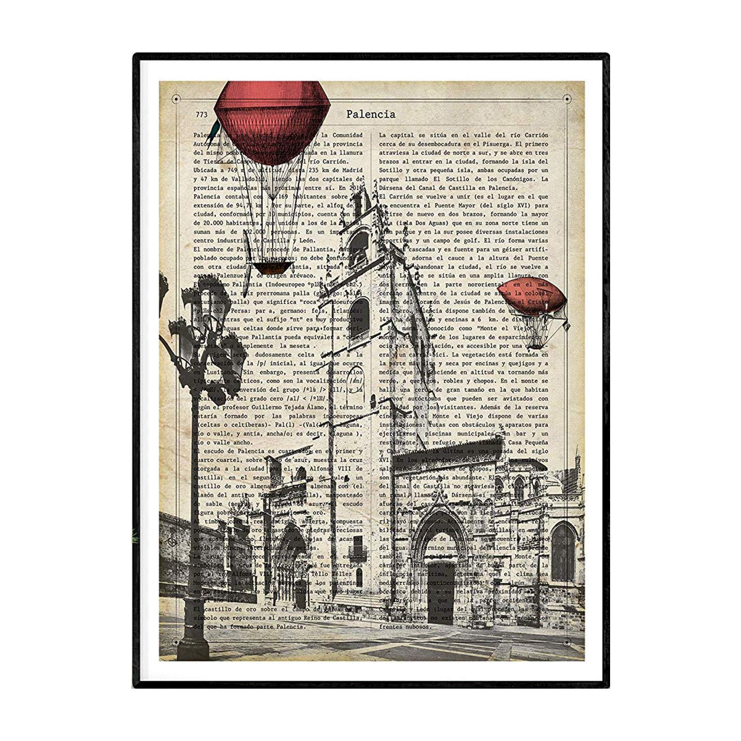 Nacnic Art City PALENCIA PALENCIA with history. Poster size A4 printed on paper — image 1