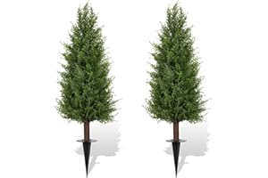 MYGROVE 2 Pack 3ft Artificial Cedar Topiary Trees with Ground Spike, Realistic Fake Plants Tree UV Resistant Artificial Plants Indoor Outdoor Faux Plants Evergreen Bushes Shrubs for Porch Garden Office