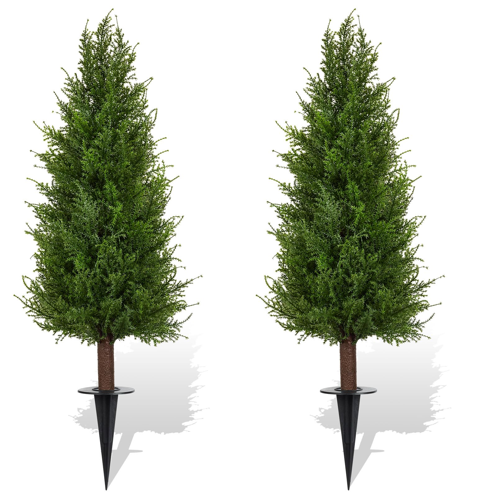 Photo 1 of 2 Pack 3ft Artificial Cedar Topiary Trees with Ground Spike, Realistic Fake Plants Tree UV Resistant Artificial Plants Indoor Outdoor Faux Plants Evergreen Bushes Shrubs for Porch Garden Office