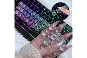 Quafochi 60pcs Keyboard Bubbles for Long Nails, Ergonomic Height Raised Glass Cat-Head Key Covers, No-Residue, Reusable, Easy