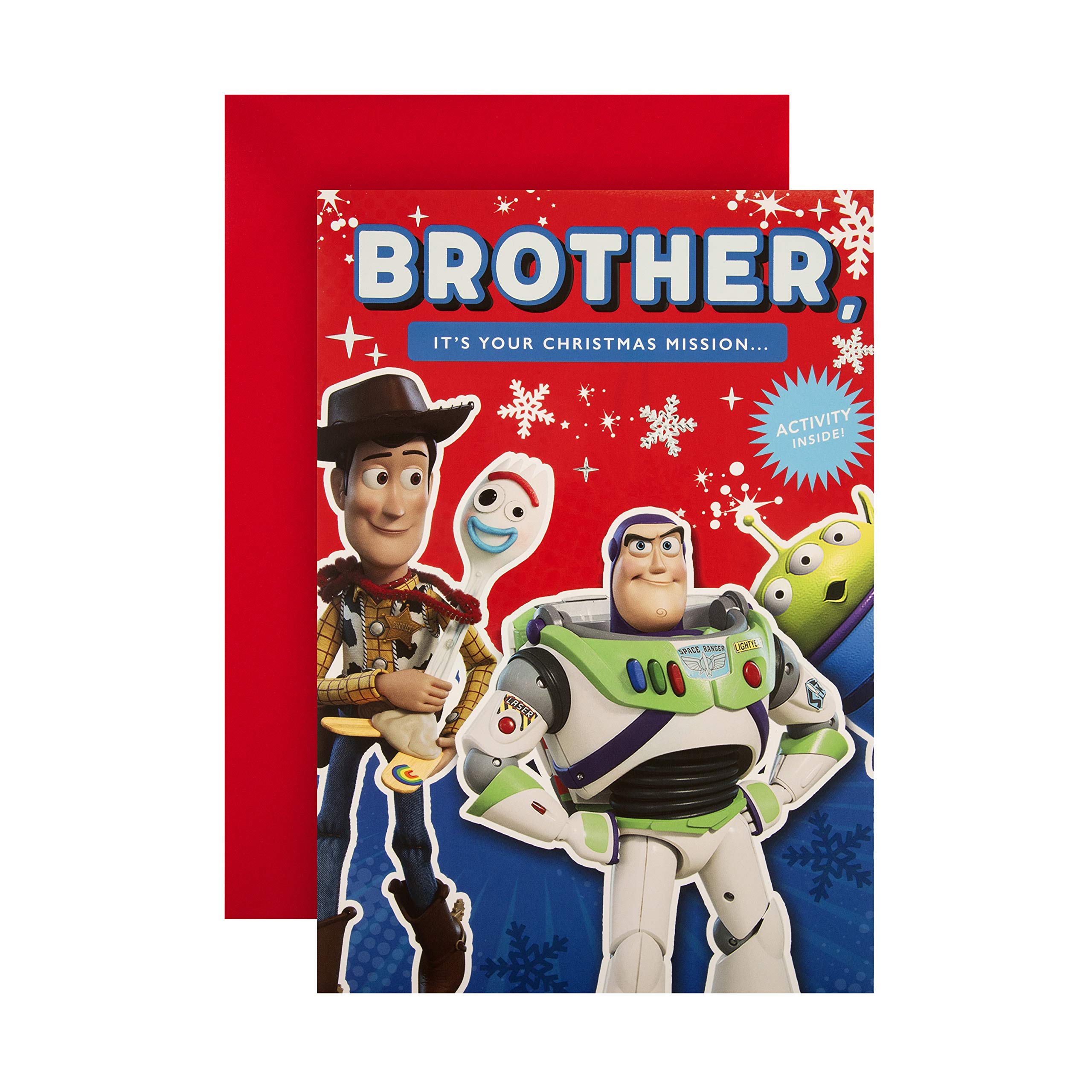 Christmas Card for Brother from Hallmark - Disney Toy Story Design with Activity Inside