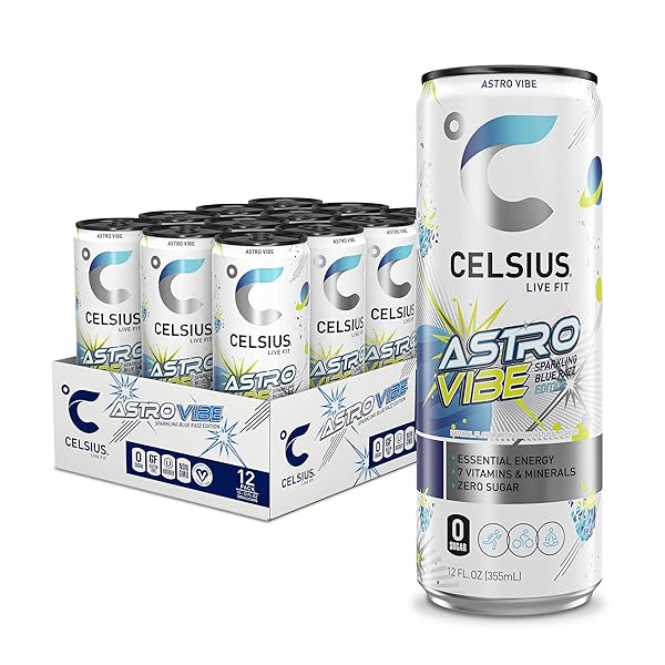 CELSIUS SPARKLING ASTRO VIBE, FUNCTIONAL ESSENTIAL ENERGY DRINK 12 FL OZ (PACK OF 12)