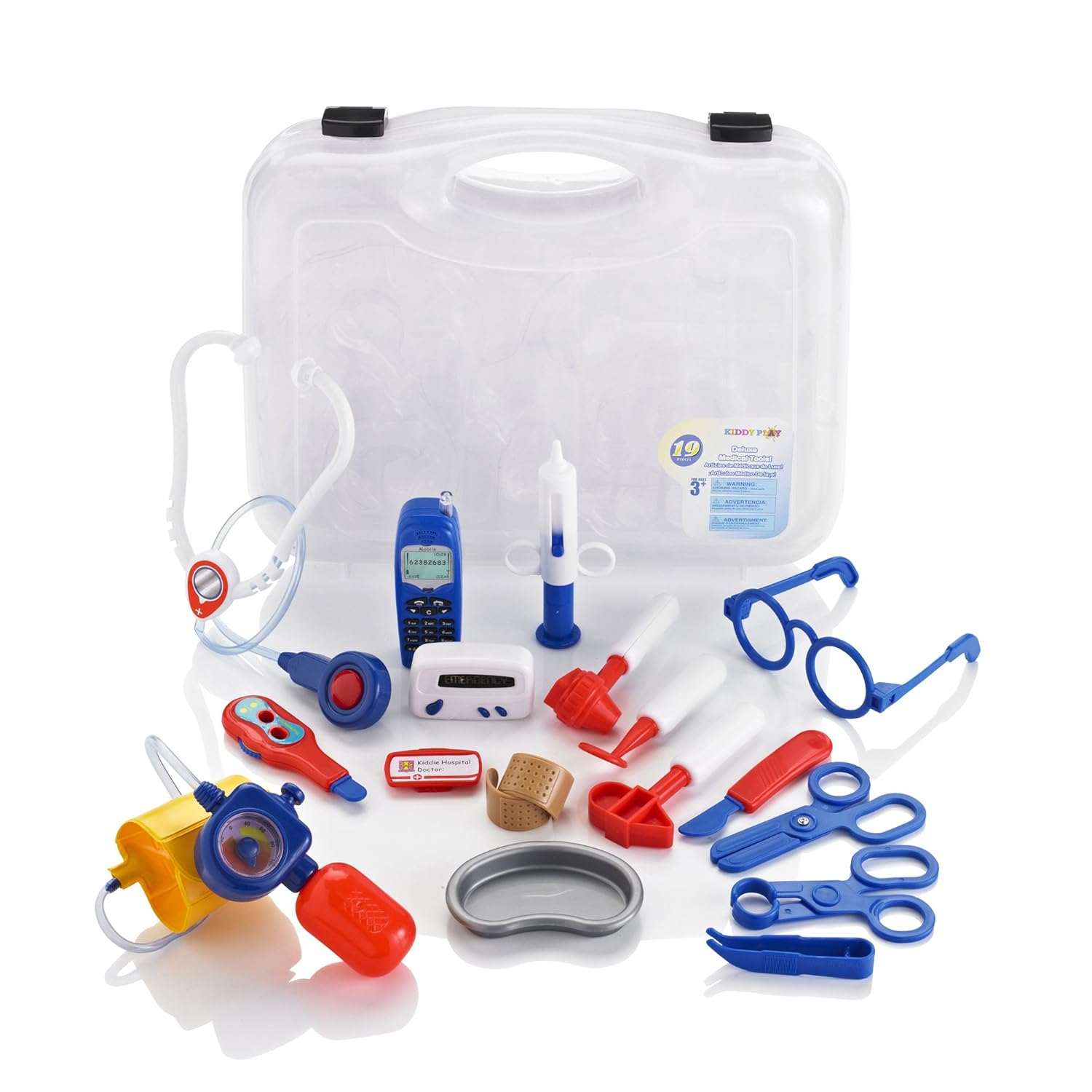 KiddyPlay Kids Doctor Kit Deluxe 19 Piece Medical Carrycase