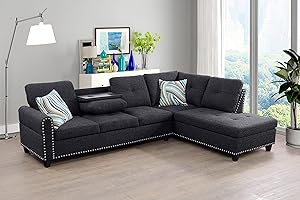 FUOROLA Manten L Shape Sectional Sofa for Living Room, Apartment, Game Room, Guest Room and Office