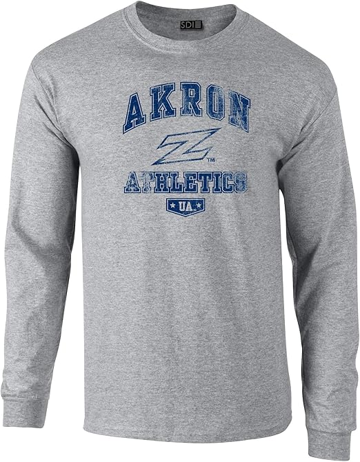 Akron Zips College Long Sleeve 100 Cotton Tee, Athletic