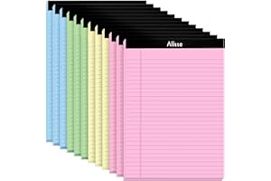 Alitte Colored Legal Pads 8.5 x 11, Pack of 12 - Perforated Wide Ruled Writing Note Pads - Premium Thick Paper, No Ink Bleeding - Lined Legal Pad For Home, Office, School, Business - 50 Sheets