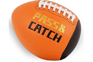 KUYOTQ PassCatch Training Football, Peewee Size(Ages 3-9) Kids/Youth (Ages 7-13) Official Size(Ages 13+) Fatherless Bounce Back Leather Football Improving Enhance Solo Passing Catching Skills