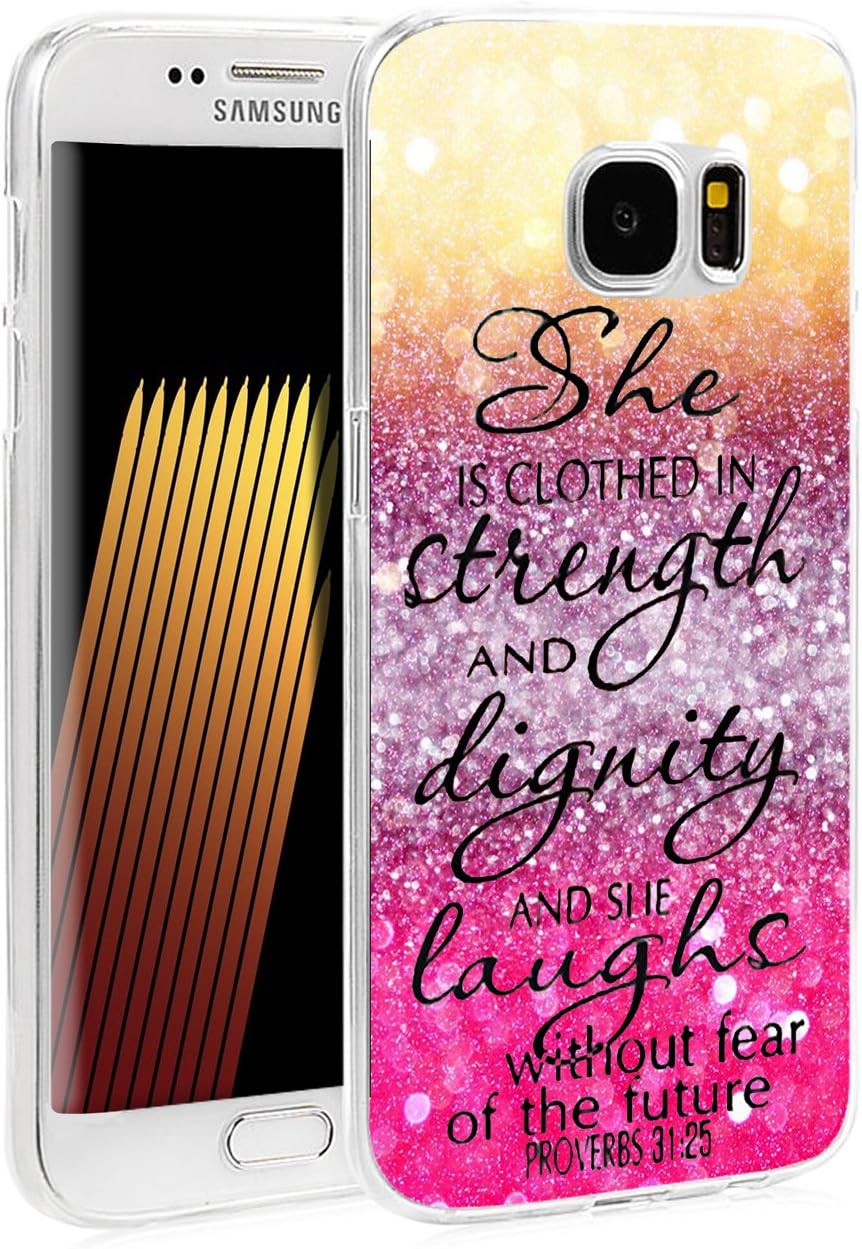 S6 Edge Case Christian Theme - Case for Galaxy S6 Edge - Protector Cover Compatible for Samsung S6 Edge - Bible Verses Words Print (Slim Flexible TPU Protective Silicone)