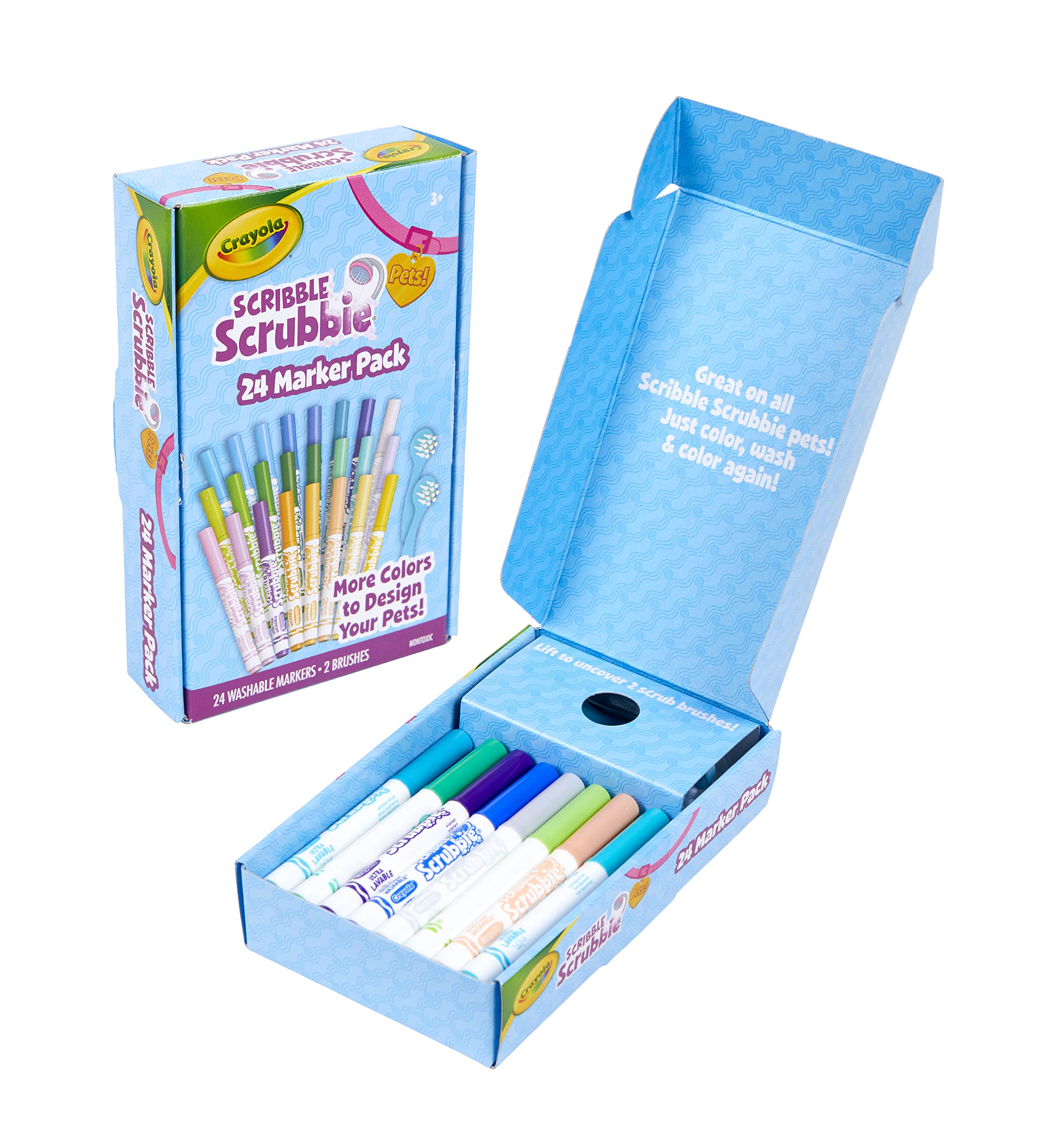 Crayola Scribble Scrubbie Pets Marker Set, 24 Washable Markers For Kids, Gifts For Girls & Boys [Amazon Exclusive]