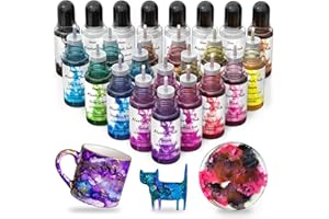 CHEAPART Alcohol Ink Set 24 Vibrant Colors Resin Dye High Concentrated Fast Drying Alcohol Based Epoxy Resin Pigment Resin Art Tumblers Coaster Acrylic Fluid Painting Crafts (24x10ml/0.35 fl oz)