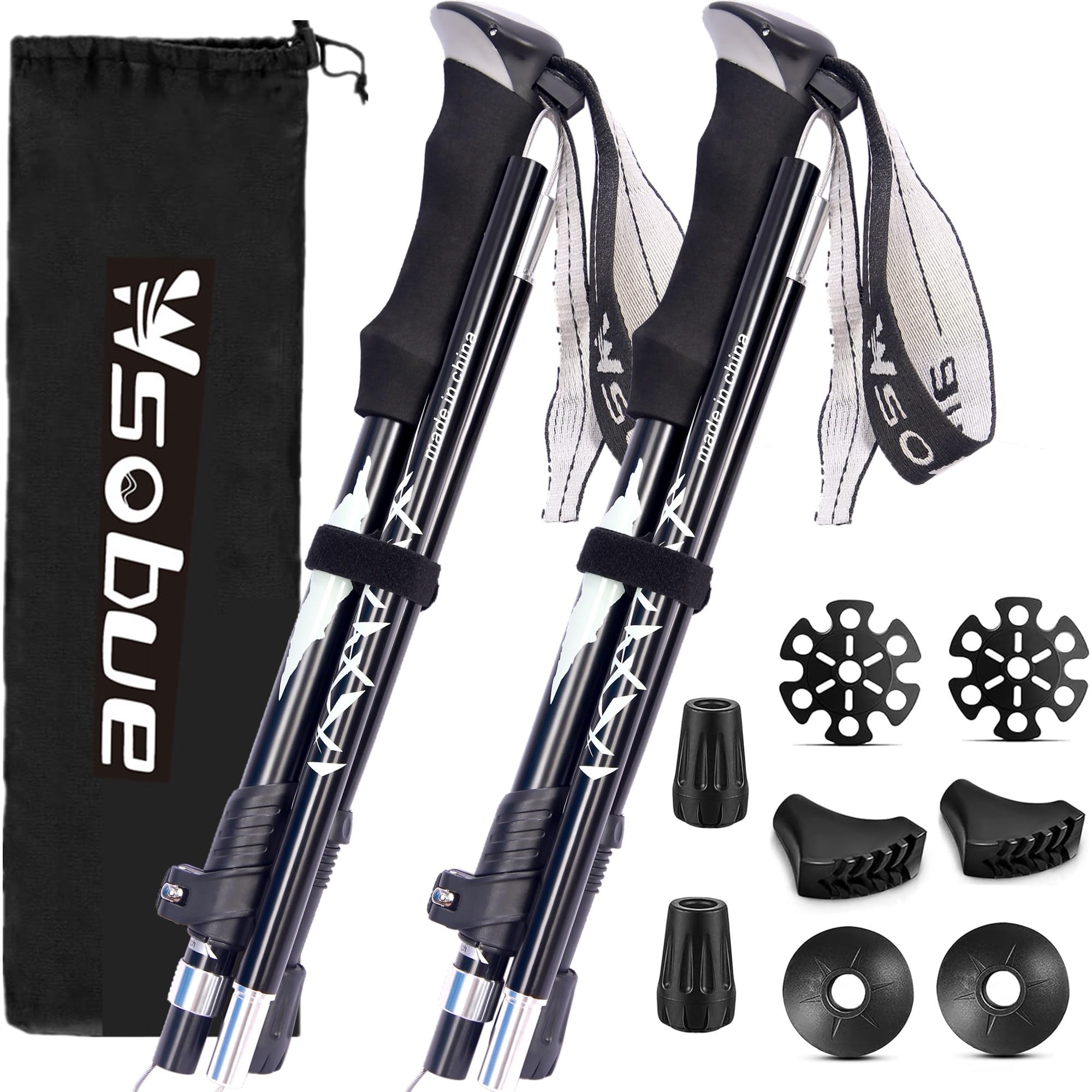 Trekking Pole, Collapsible Walking Hiking Stick for Men Women, Ultralight Aluminum Ski Pole with EVA Grip — image 1