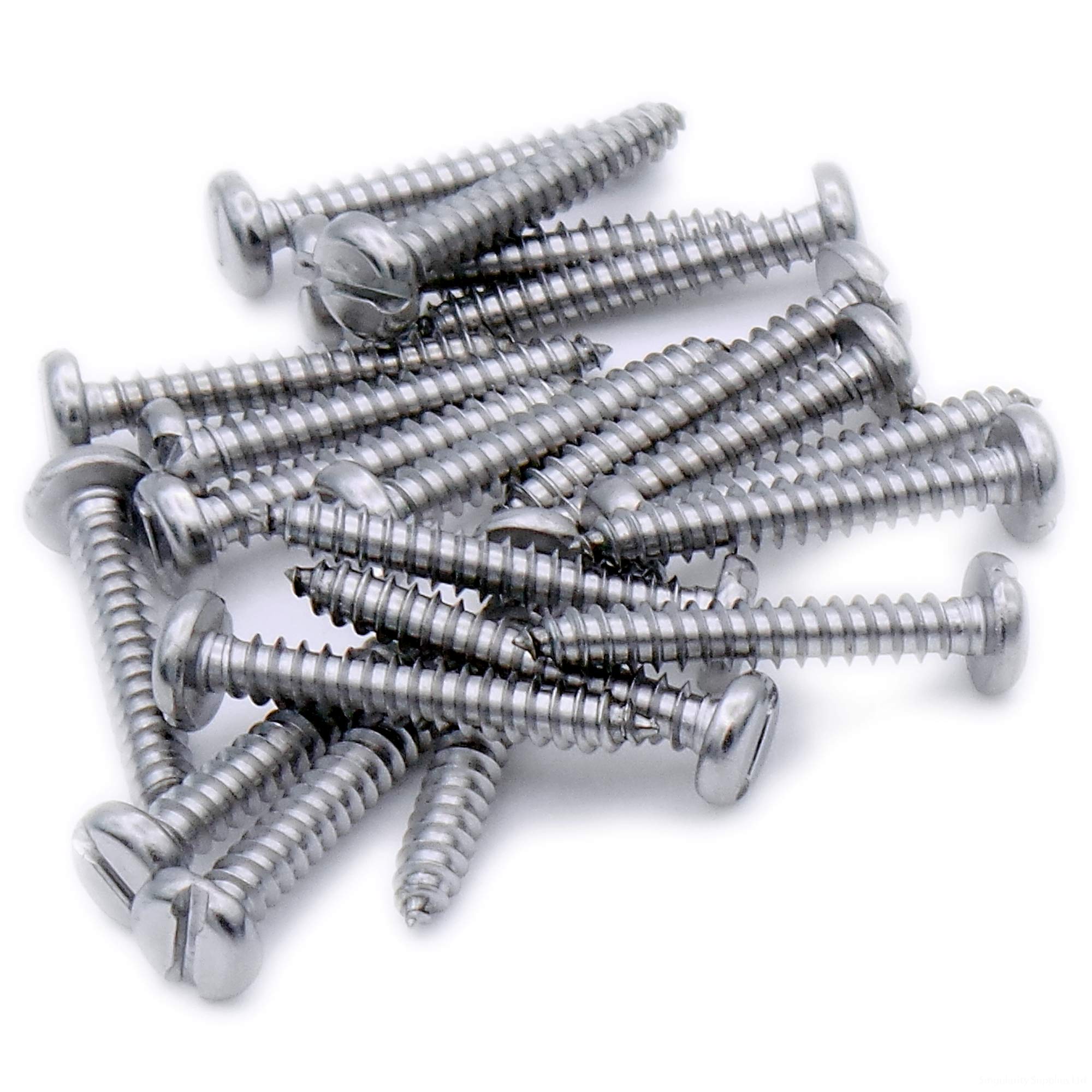 No.7 x 1.25 (3.9mm x 32mm) Slot Pan Self-Tapping Screw - Stainless Steel (A2) (Pack of 20)