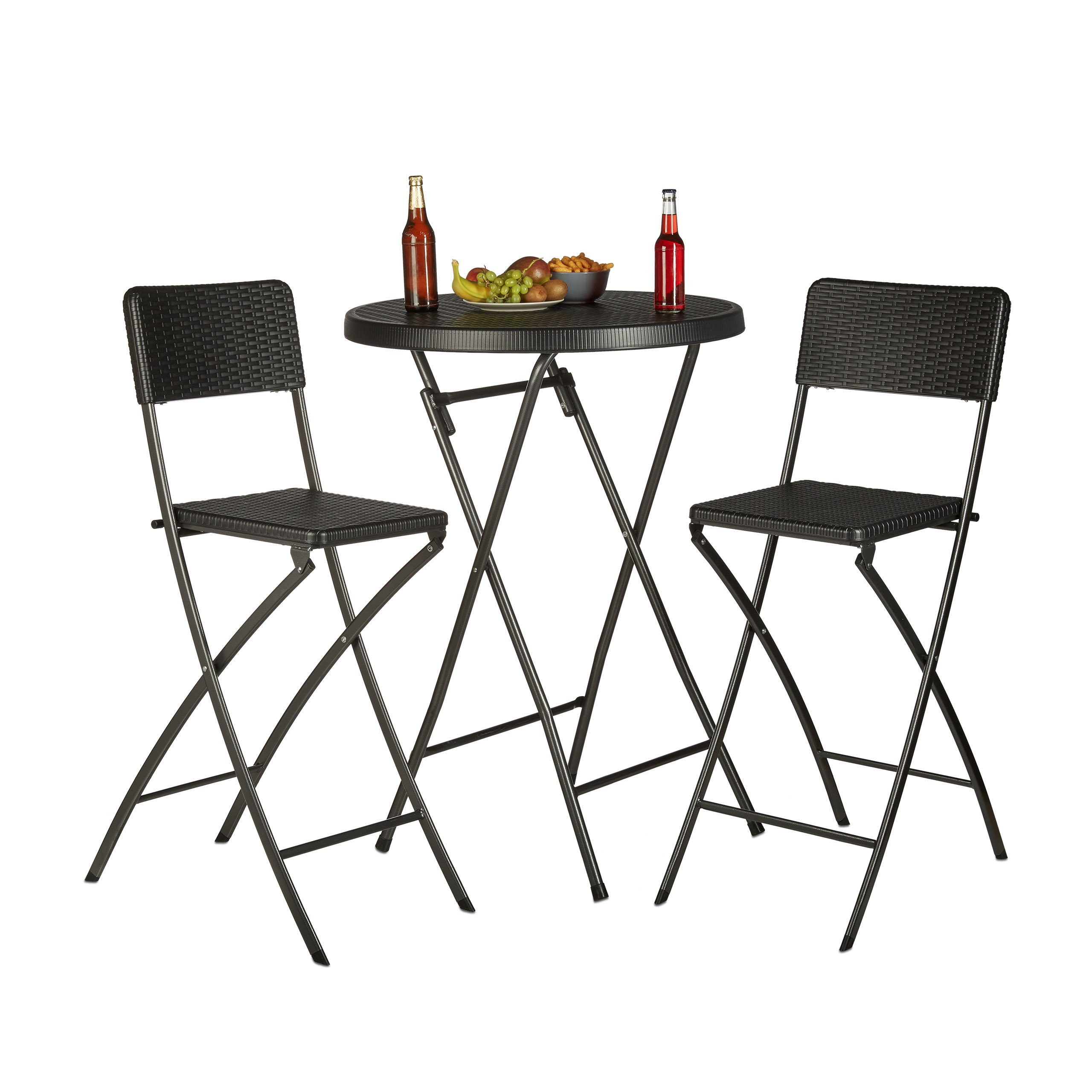 Garden & Outdoors Folding Chairs Backrest CounterHeight Black Foldable