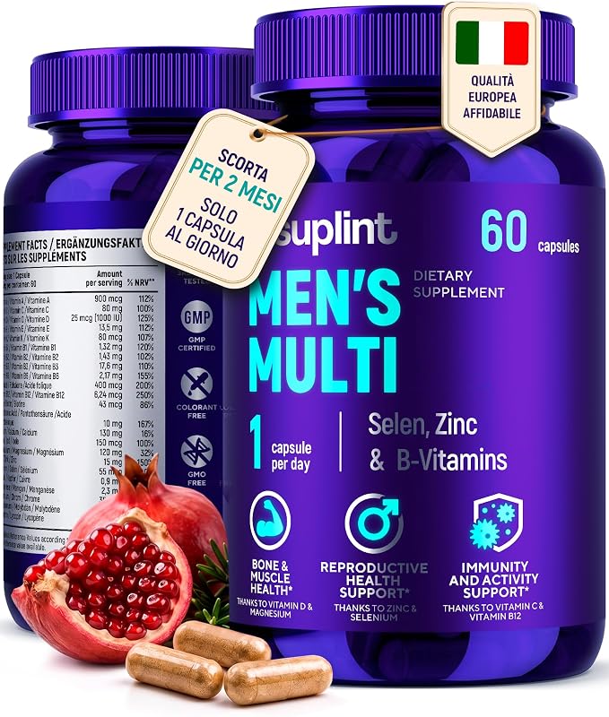 Multivitaminico Uomo Alta Potenza – 60 Capsule – Complesso Completo A-Z