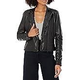 Slate & Willow womens Embossed Studs Leather Jacket